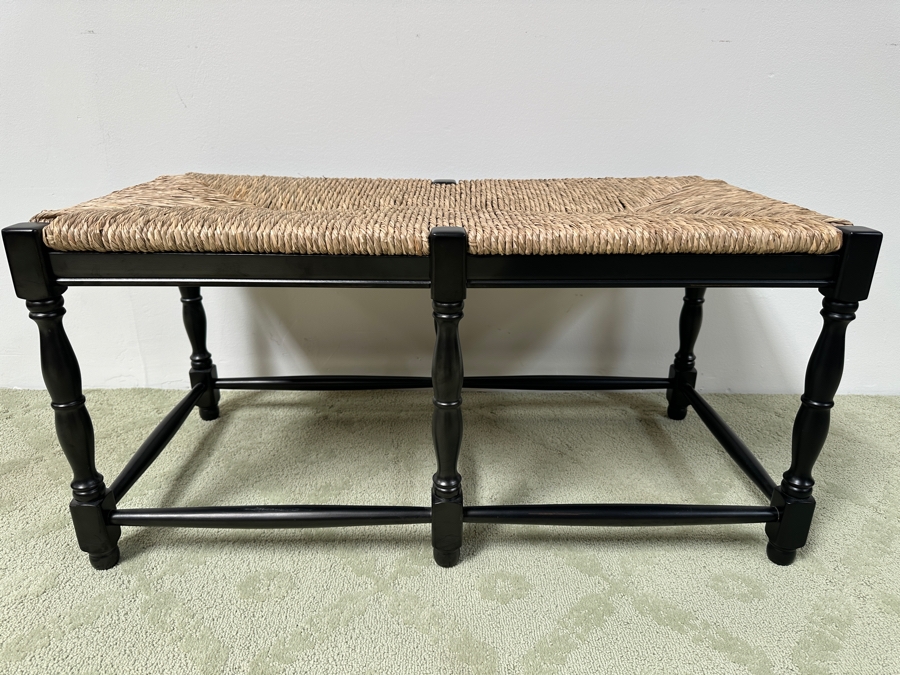 Just Added - Ballard Designs Rush Seat Wooden Bench 38W X 18D X 18H [Photo 3]