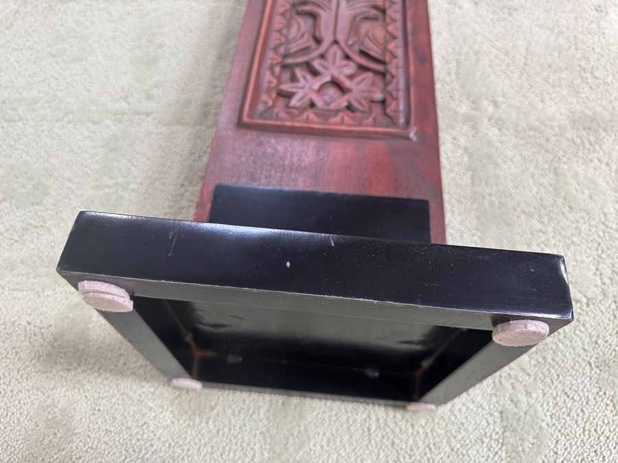 Just Added - Frontgate Alhambra Carved Wooden Plinth Sculptural Piece With Metal Stand - Heavy 10W X 52.5H [Photo 6]