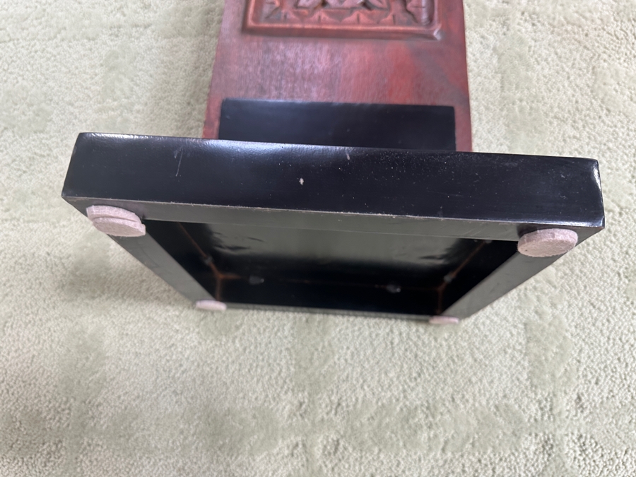 Just Added - Frontgate Alhambra Carved Wooden Plinth Sculptural Piece With Metal Stand - Heavy 10W X 52.5H [Photo 5]