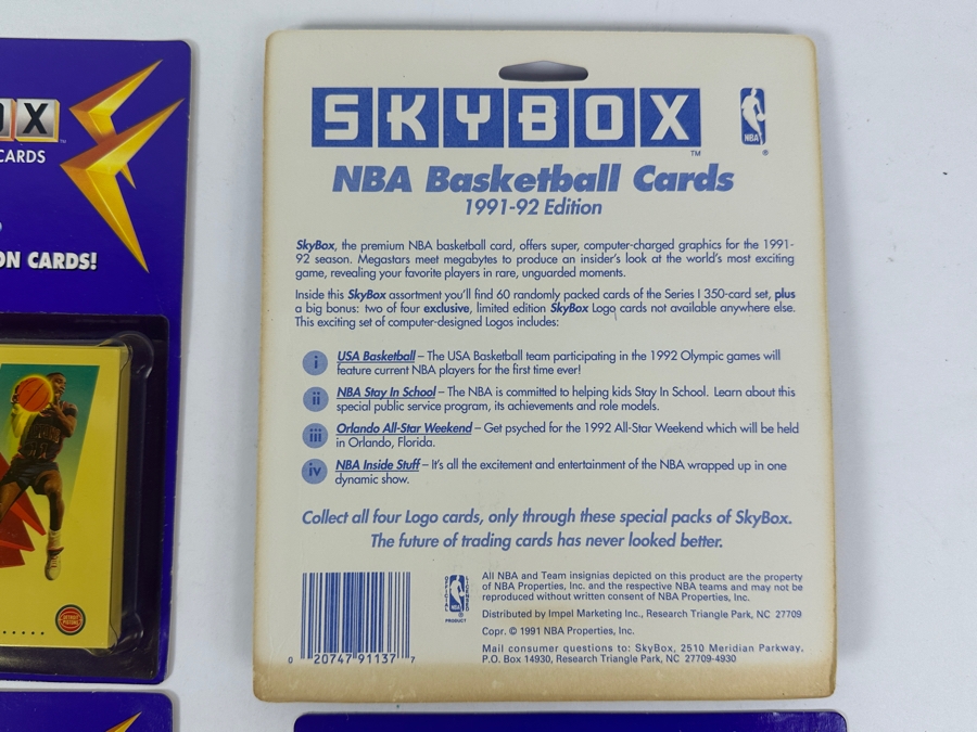 Just Added - (4) Vintage 1991-1992 Factory Sealed Skybox NBA Basketball Cards Blister Packs - One Pack Showing Michael Jordan Card [Photo 7]