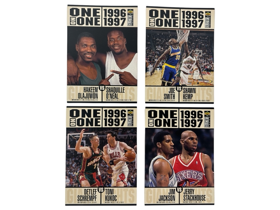 Just Added - (4) Vintage 1996-1997 Upper Deck One On One Jumbo Basketball Cards [Photo 1]