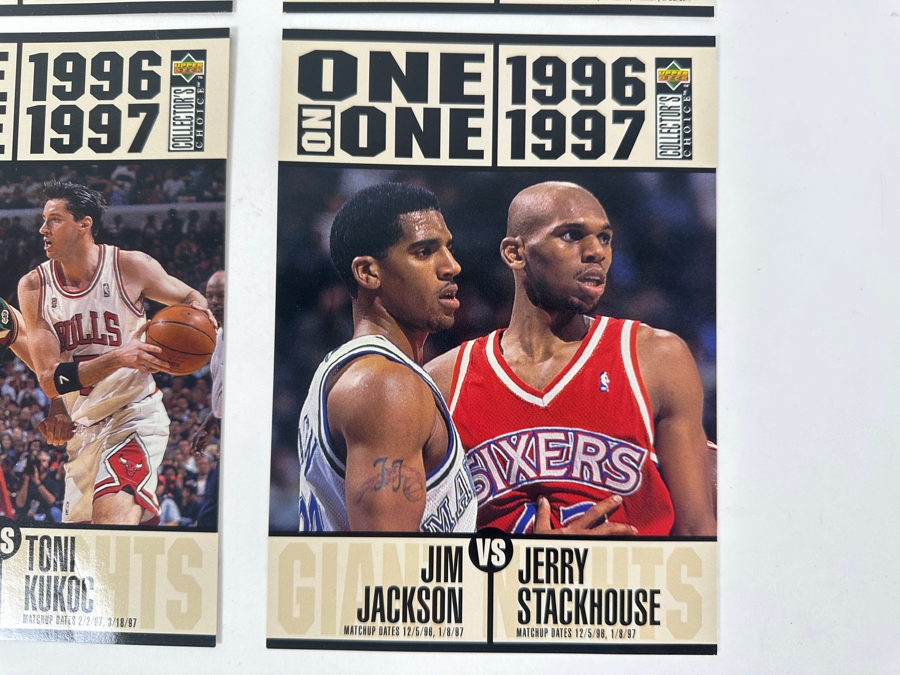 Just Added - (4) Vintage 1996-1997 Upper Deck One On One Jumbo Basketball Cards [Photo 5]
