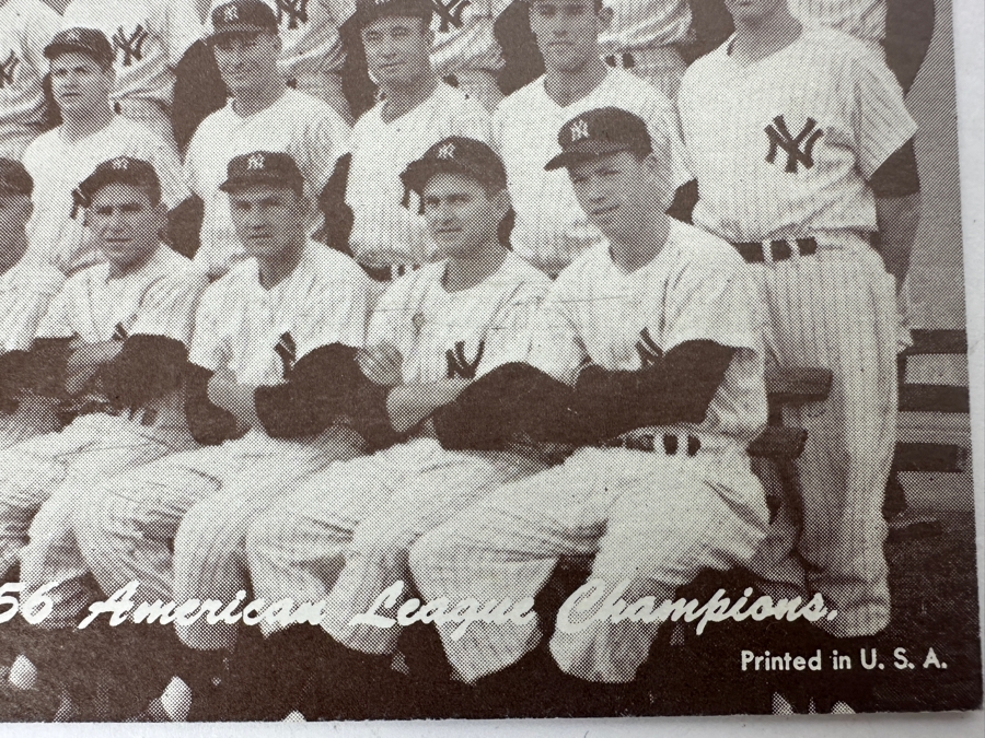 Just Added - Ungraded Near Mint 1947-1966 Exhibits Card By The Exhibit Supply Company of Chicago, Illinois: 1956 Yankees Team Estimate $400-$1,500 [Photo 5]