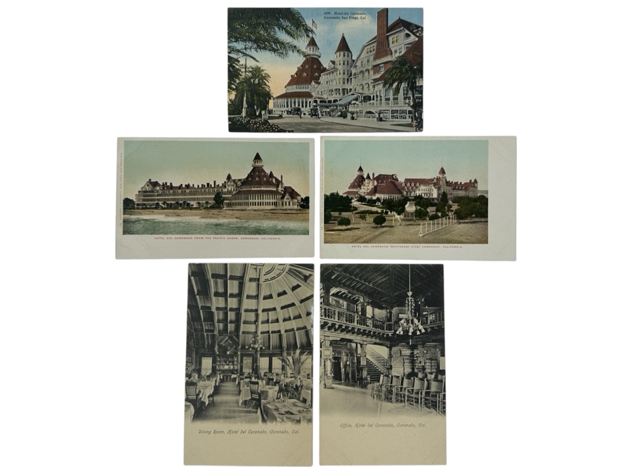 Just Added - (5) Antique Hotel Del Coronado Postcards