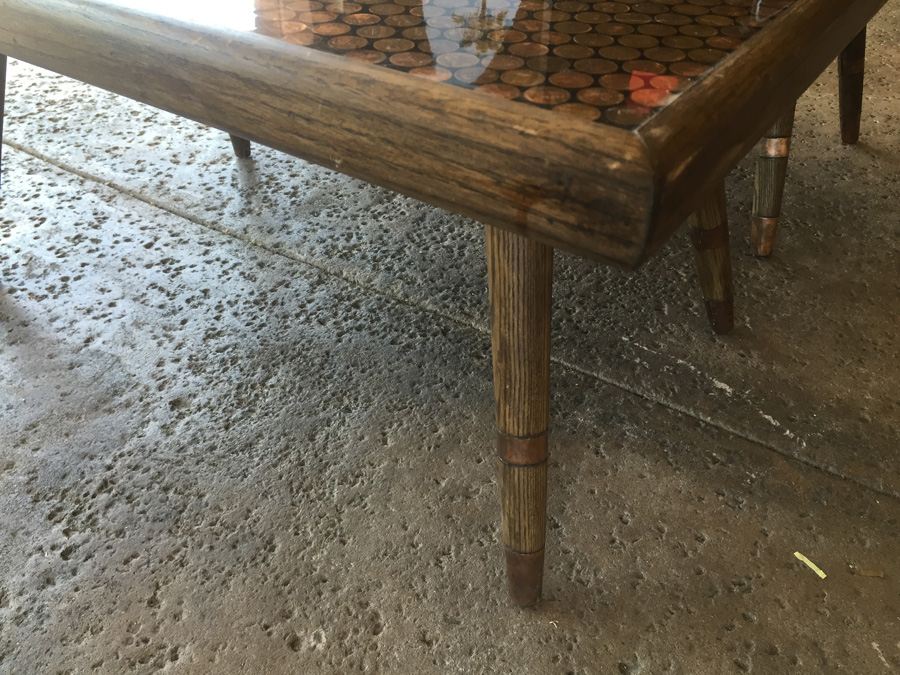 Modern Looking Custom End Tables With Coins Pennies Dimes [Photo 16]