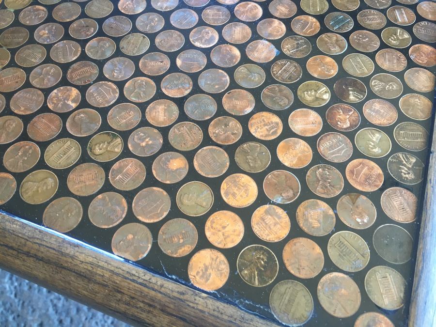 Modern Looking Custom End Tables With Coins Pennies Dimes [Photo 2]