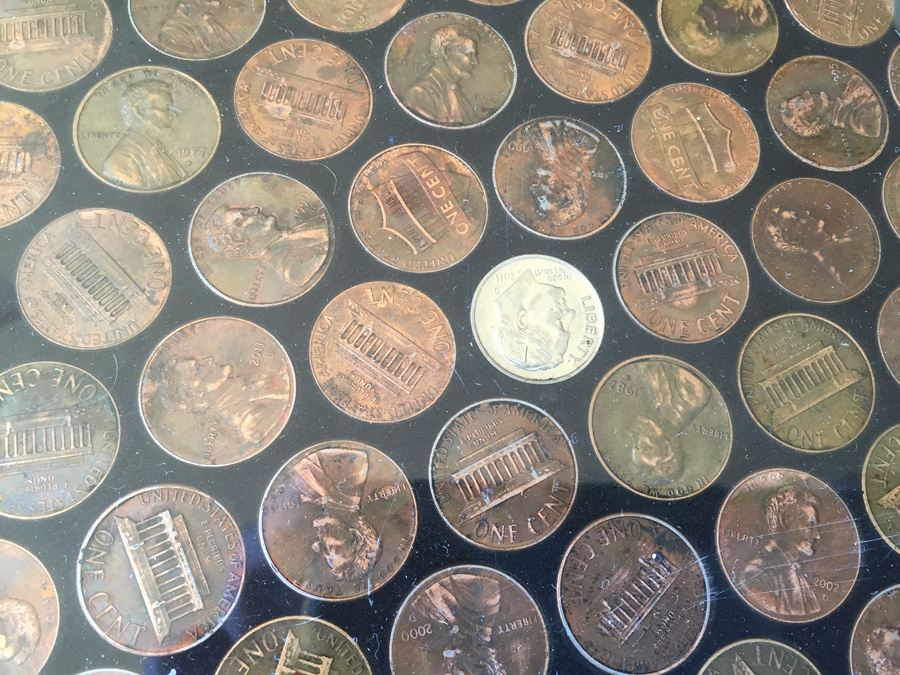 Modern Looking Custom End Tables With Coins Pennies Dimes [Photo 13]