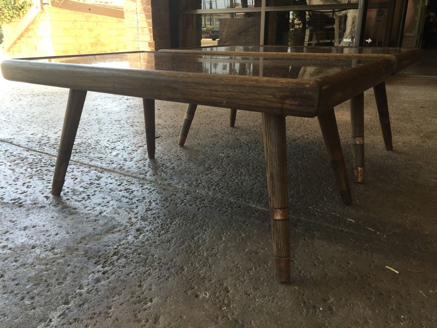 Modern Looking Custom End Tables With Coins Pennies Dimes [Photo 3]