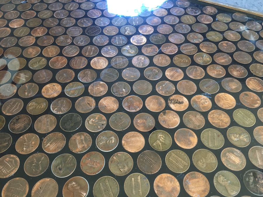 Modern Looking Custom End Tables With Coins Pennies Dimes [Photo 11]