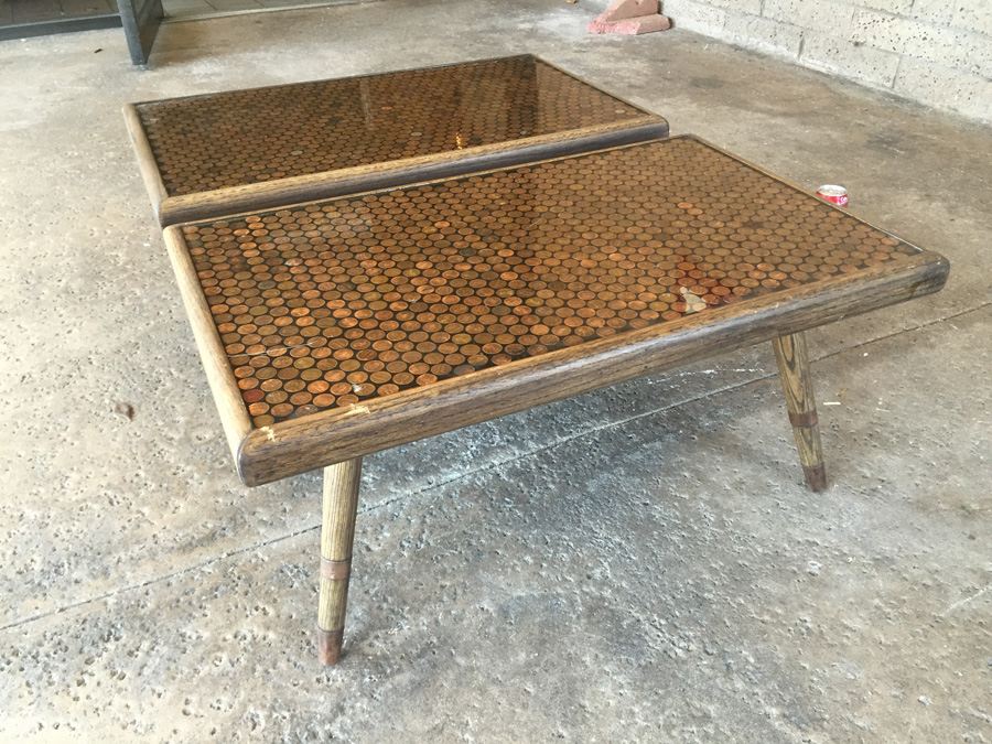 Modern Looking Custom End Tables With Coins Pennies Dimes [Photo 21]