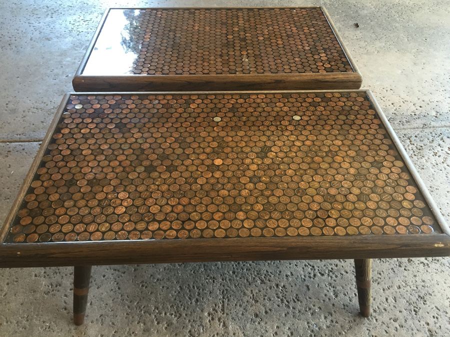 Modern Looking Custom End Tables With Coins Pennies Dimes [Photo 8]