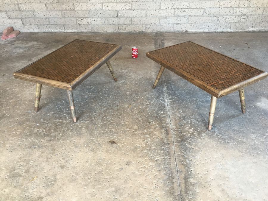 Modern Looking Custom End Tables With Coins Pennies Dimes [Photo 22]