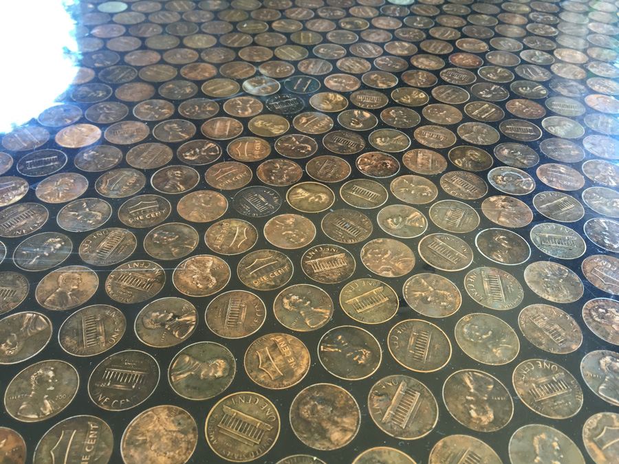 Modern Looking Custom End Tables With Coins Pennies Dimes [Photo 10]