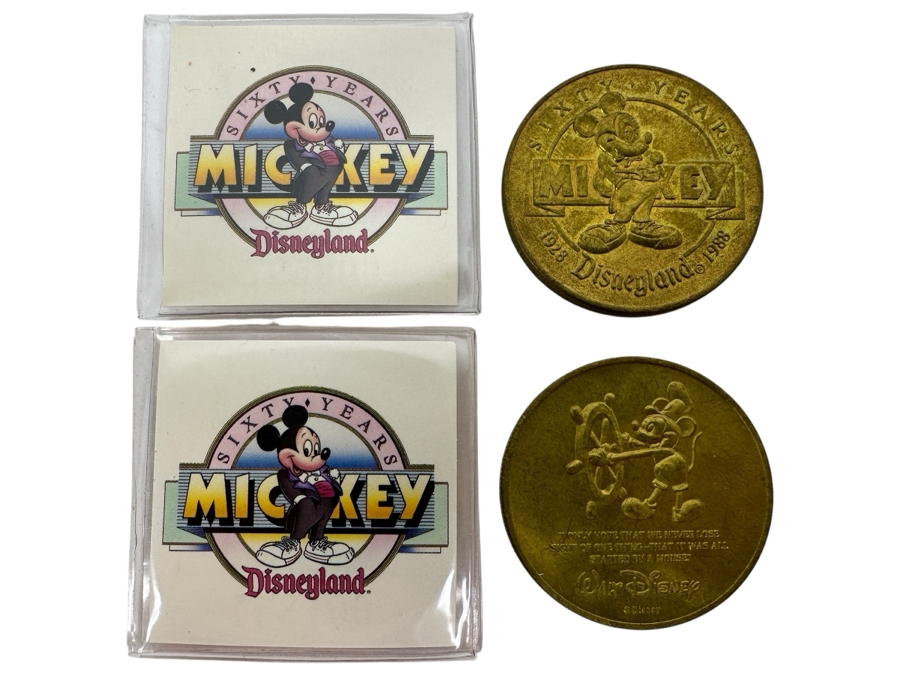 Pair Of Limited Edition Disneyland Commemorative Coins Celebrating 60 Happy Years With Mickey Mouse Happy Birthday, Mickey! [Photo 1]