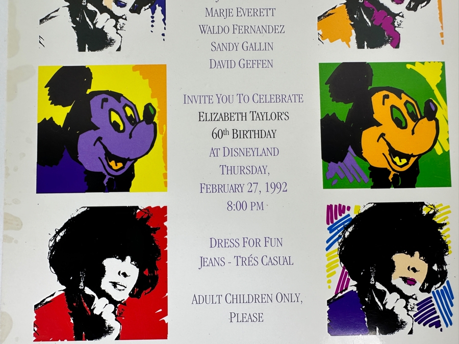 Rare Original Elizabeth Taylor's 60th Birthday Party At Disneyland Resort Swag Bag Given To The Elite 1,000 Celebrities Attending The Event On Feb 27, 1992 8PM W/ Large Sweatshirt, Program Of Events, Invitation & New Wrapped White Diamonds Perfume [Photo 20]