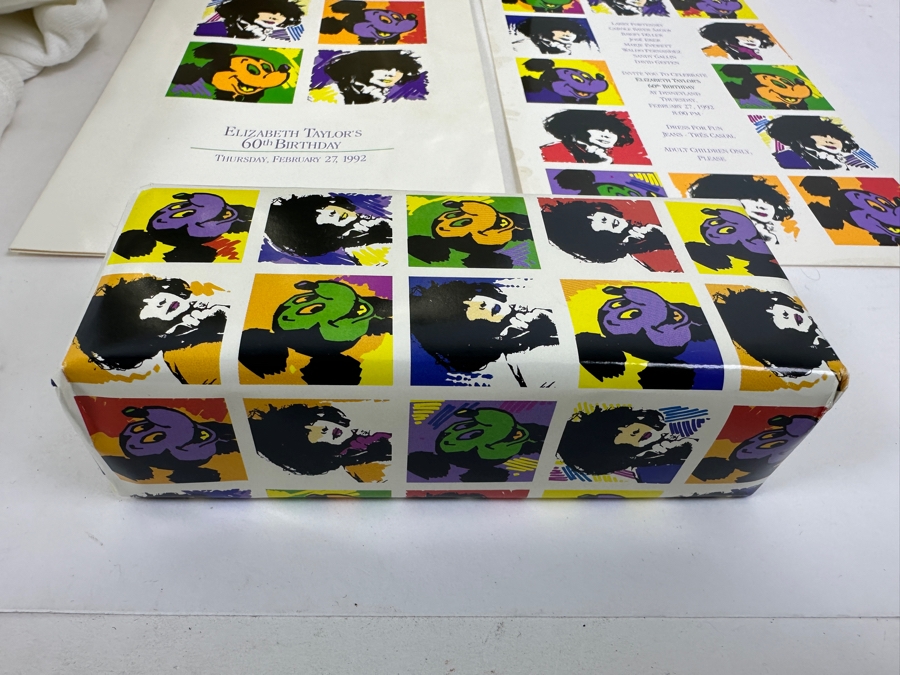 Rare Original Elizabeth Taylor's 60th Birthday Party At Disneyland Resort Swag Bag Given To The Elite 1,000 Celebrities Attending The Event On Feb 27, 1992 8PM W/ Large Sweatshirt, Program Of Events, Invitation & New Wrapped White Diamonds Perfume [Photo 9]