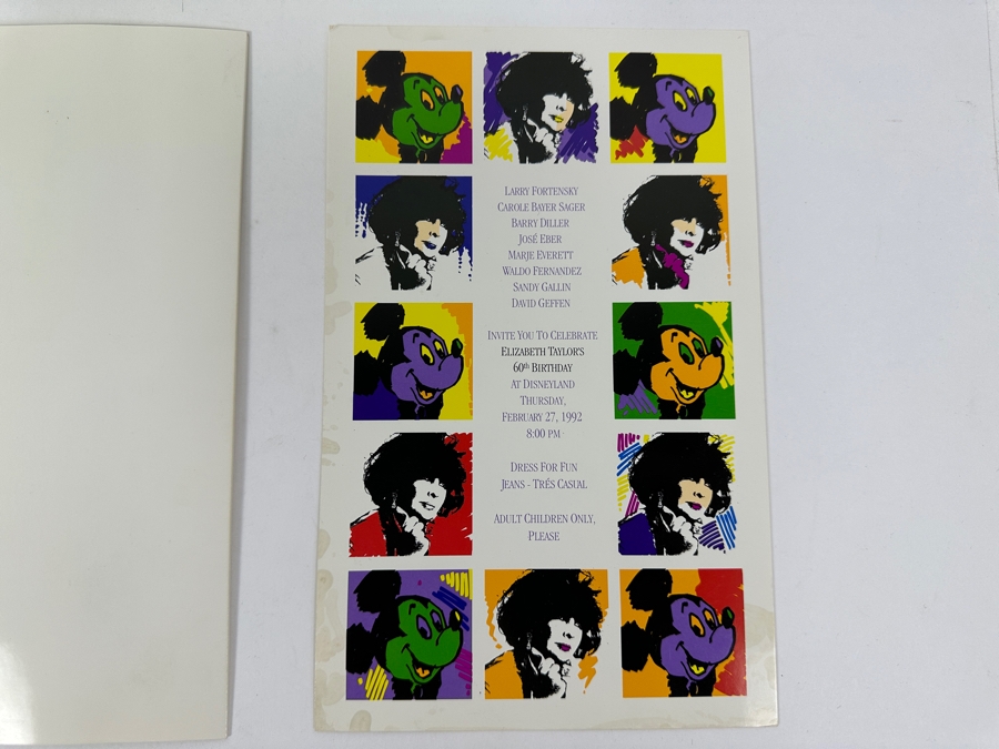 Rare Original Elizabeth Taylor's 60th Birthday Party At Disneyland Resort Swag Bag Given To The Elite 1,000 Celebrities Attending The Event On Feb 27, 1992 8PM W/ Large Sweatshirt, Program Of Events, Invitation & New Wrapped White Diamonds Perfume [Photo 18]