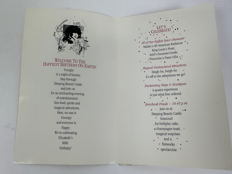 Rare Original Elizabeth Taylor's 60th Birthday Party At Disneyland Resort Swag Bag Given To The Elite 1,000 Celebrities Attending The Event On Feb 27, 1992 8PM W/ Large Sweatshirt, Program Of Events, Invitation & New Wrapped White Diamonds Perfume [Photo 12]