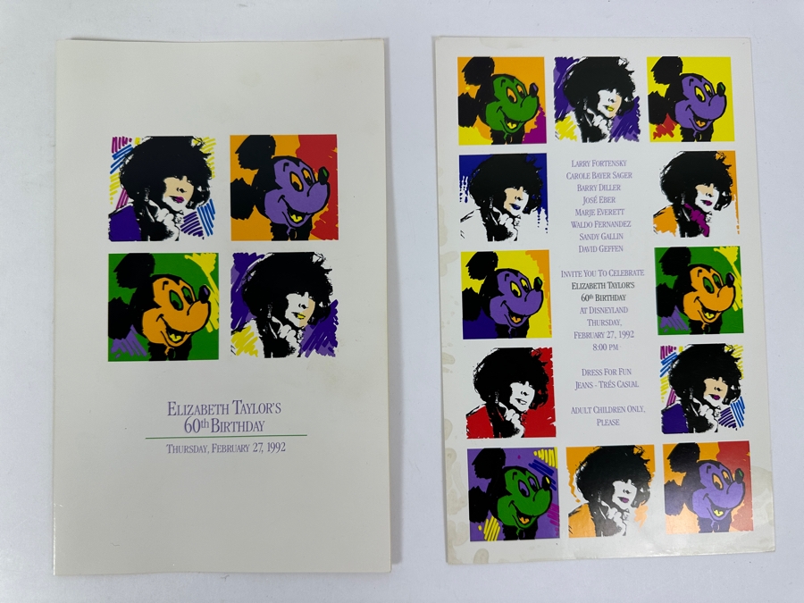 Rare Original Elizabeth Taylor's 60th Birthday Party At Disneyland Resort Swag Bag Given To The Elite 1,000 Celebrities Attending The Event On Feb 27, 1992 8PM W/ Large Sweatshirt, Program Of Events, Invitation & New Wrapped White Diamonds Perfume [Photo 10]