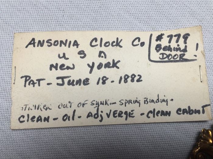Ansonia Mantel Clock - Patent 1882 [Photo 3]