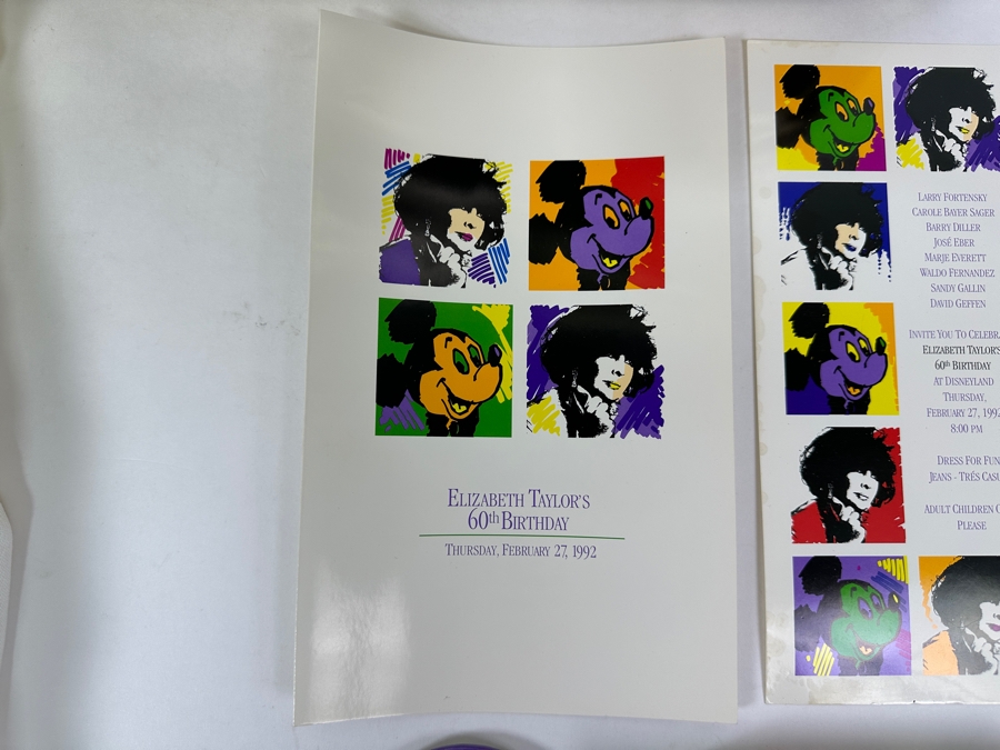 Rare Original Elizabeth Taylor's 60th Birthday Party At Disneyland Resort Swag Bag Given To The Elite 1,000 Celebrities Attending The Event Feb 27, 1992 8PM W/ Button, Large Sweatshirt, Program Of Events, Invitation & New Wrapped White Diamonds Perfume [Photo 10]