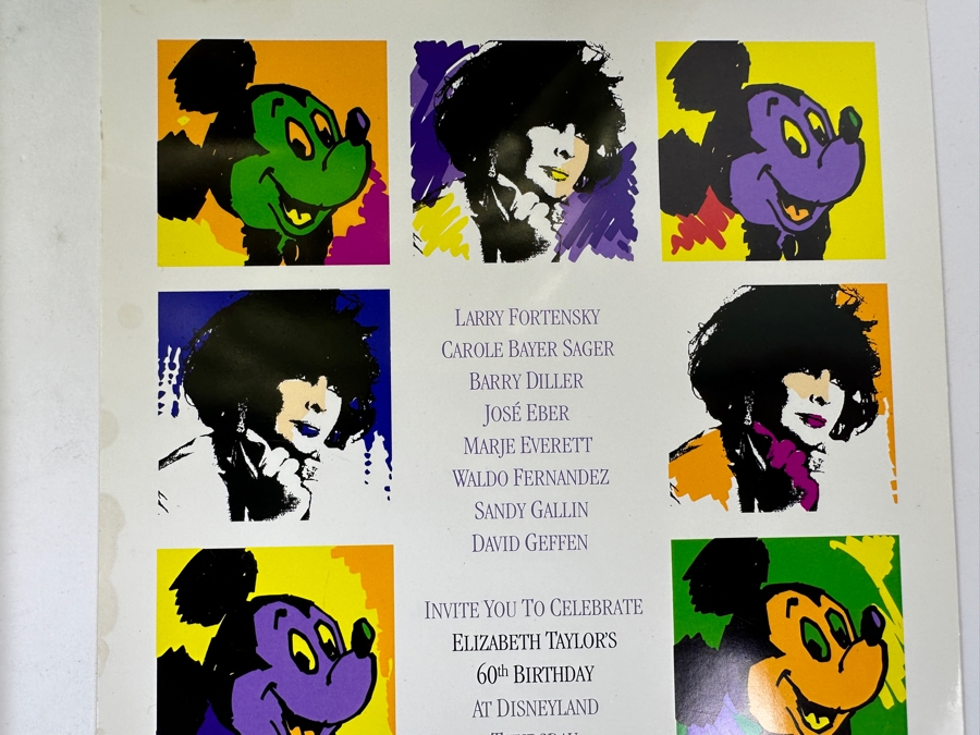 Rare Original Elizabeth Taylor's 60th Birthday Party At Disneyland Resort Swag Bag Given To The Elite 1,000 Celebrities Attending The Event Feb 27, 1992 8PM W/ Button, Large Sweatshirt, Program Of Events, Invitation & New Wrapped White Diamonds Perfume [Photo 17]