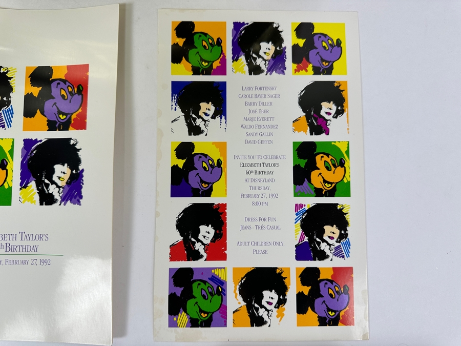 Rare Original Elizabeth Taylor's 60th Birthday Party At Disneyland Resort Swag Bag Given To The Elite 1,000 Celebrities Attending The Event Feb 27, 1992 8PM W/ Button, Large Sweatshirt, Program Of Events, Invitation & New Wrapped White Diamonds Perfume [Photo 16]