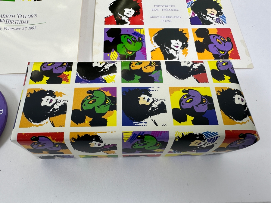 Rare Original Elizabeth Taylor's 60th Birthday Party At Disneyland Resort Swag Bag Given To The Elite 1,000 Celebrities Attending The Event Feb 27, 1992 8PM W/ Button, Large Sweatshirt, Program Of Events, Invitation & New Wrapped White Diamonds Perfume [Photo 9]