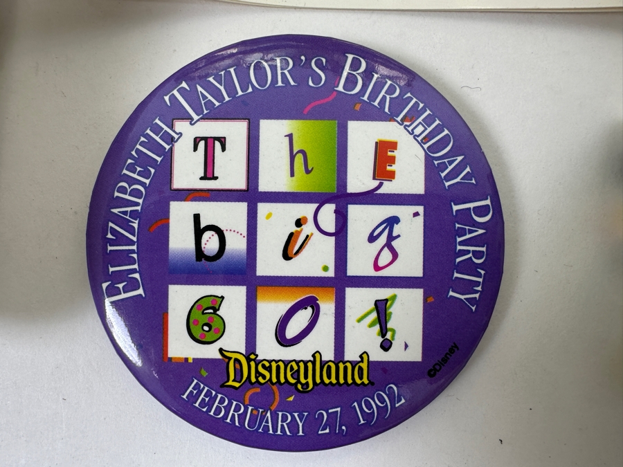 Rare Original Elizabeth Taylor's 60th Birthday Party At Disneyland Resort Swag Bag Given To The Elite 1,000 Celebrities Attending The Event Feb 27, 1992 8PM W/ Button, Large Sweatshirt, Program Of Events, Invitation & New Wrapped White Diamonds Perfume [Photo 7]