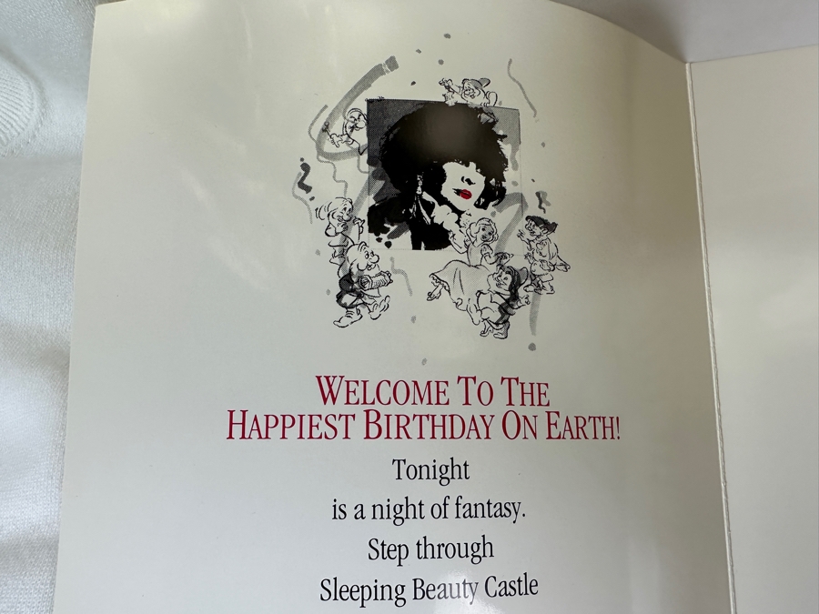 Rare Original Elizabeth Taylor's 60th Birthday Party At Disneyland Resort Swag Bag Given To The Elite 1,000 Celebrities Attending The Event Feb 27, 1992 8PM W/ Button, Large Sweatshirt, Program Of Events, Invitation & New Wrapped White Diamonds Perfume [Photo 13]