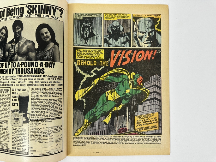 Vintage 1968 The Avengers #57 Comic Book First Appearance Of The Vision [Photo 6]