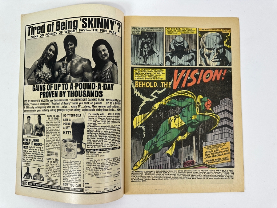 Vintage 1968 The Avengers #57 Comic Book First Appearance Of The Vision [Photo 5]