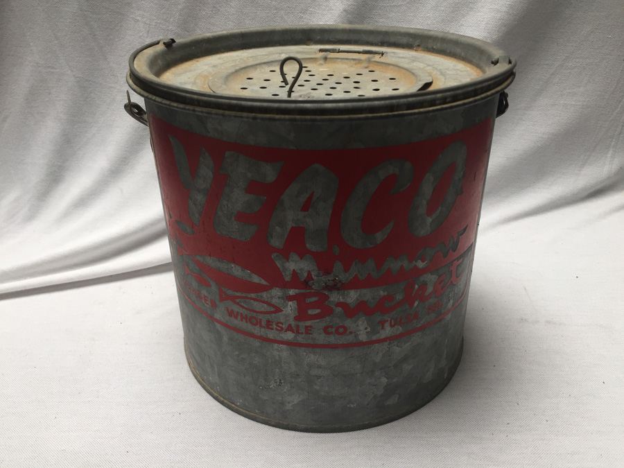 Vintage Galvanized Metal Minnow Bucket - Yeaco