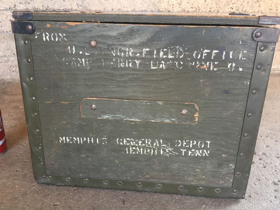 Vintage Green Wooden Military Trunk [Photo 3]