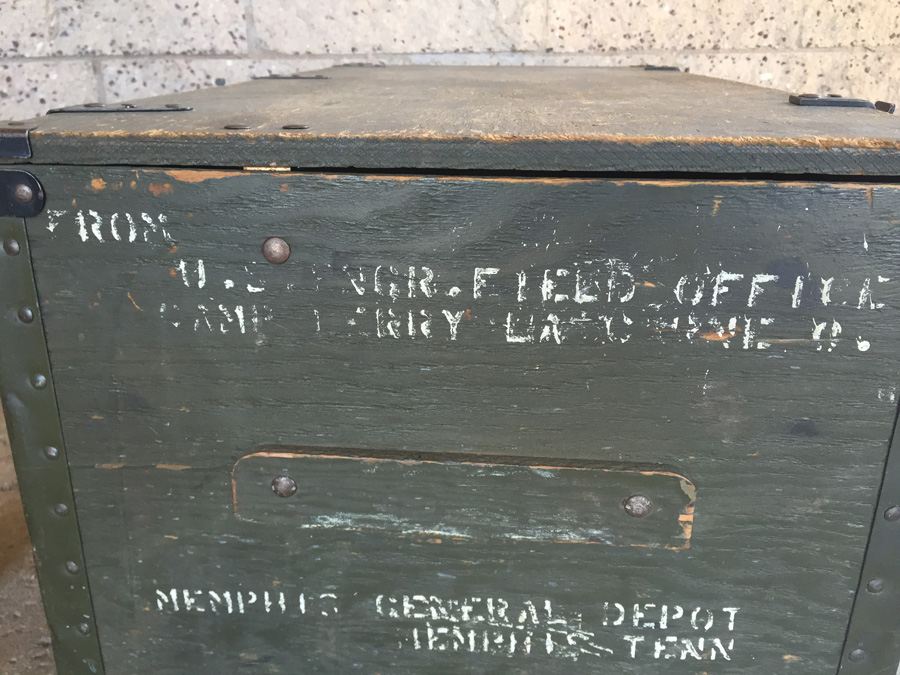 Vintage Green Wooden Military Trunk [Photo 7]