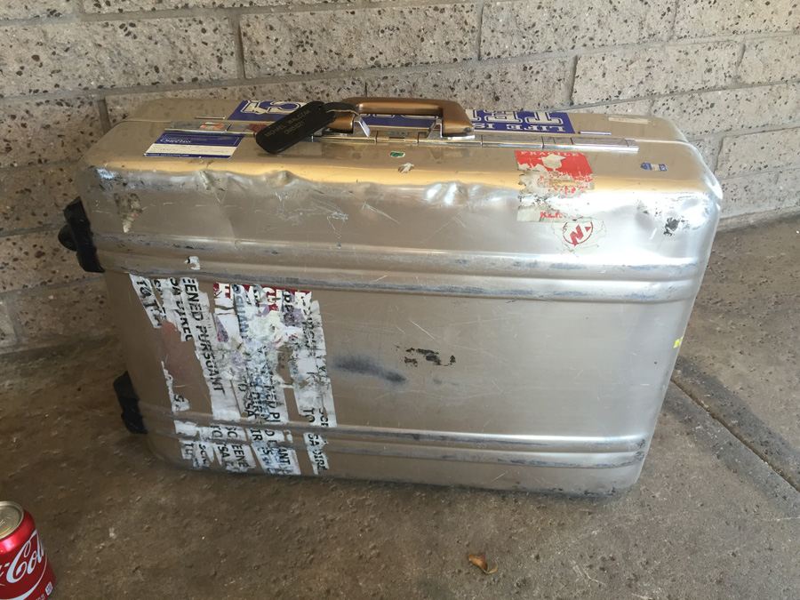 Vintage Aluminum Zero Halliburton Luggage On Casters - Missing One Caster [Photo 6]