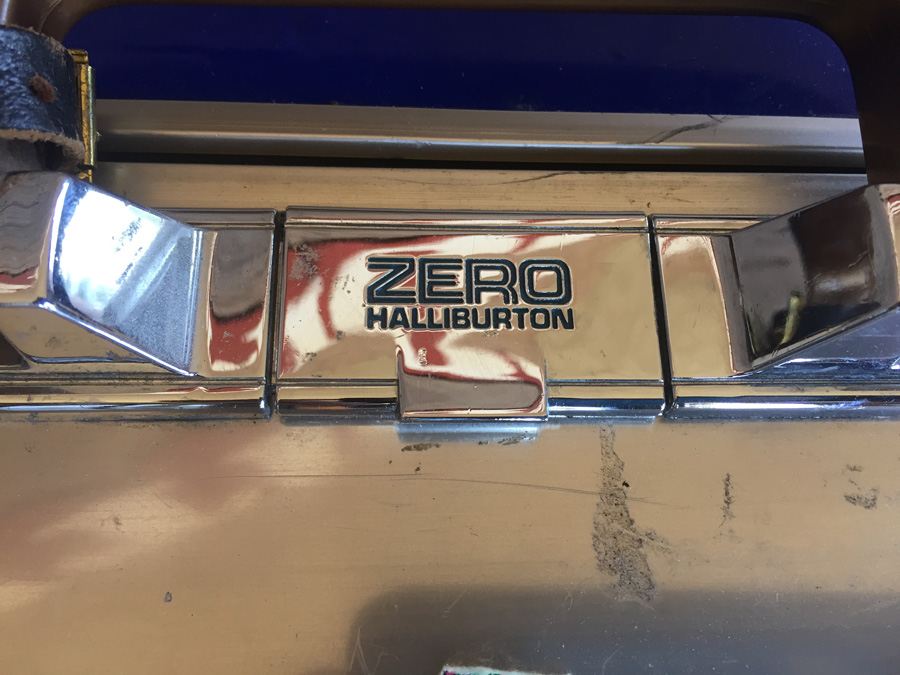 Vintage Aluminum Zero Halliburton Luggage On Casters - Missing One Caster [Photo 2]