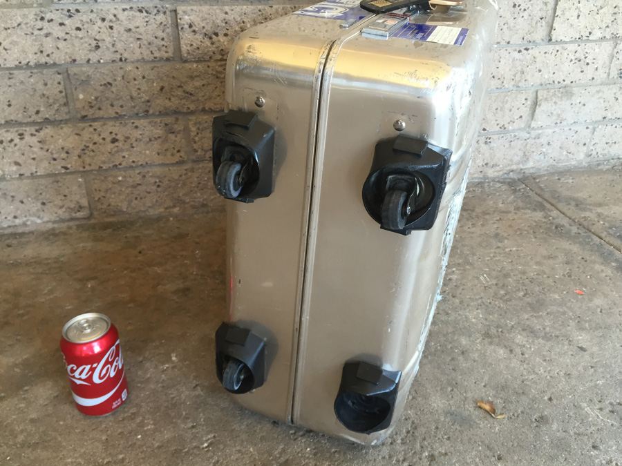 Vintage Aluminum Zero Halliburton Luggage On Casters - Missing One Caster [Photo 7]