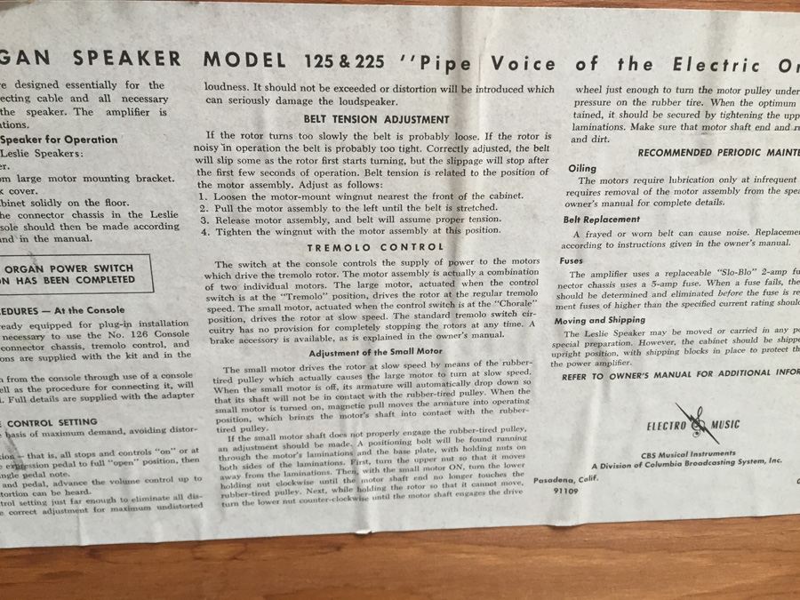 LESLIE Organ Speaker Model 125 [Photo 7]