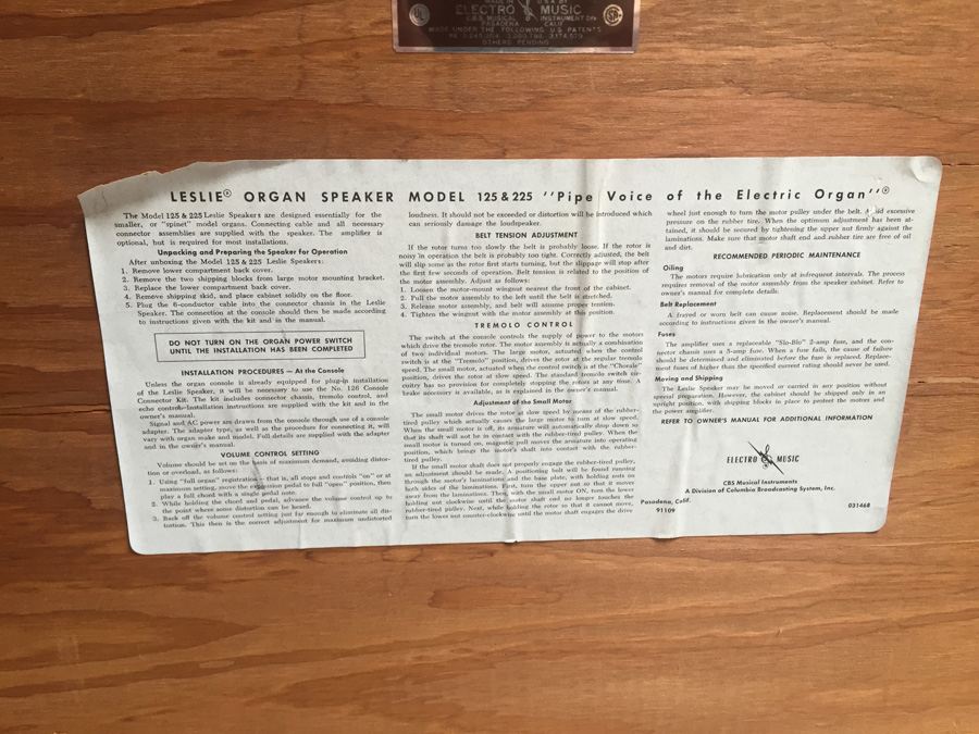 LESLIE Organ Speaker Model 125 [Photo 5]