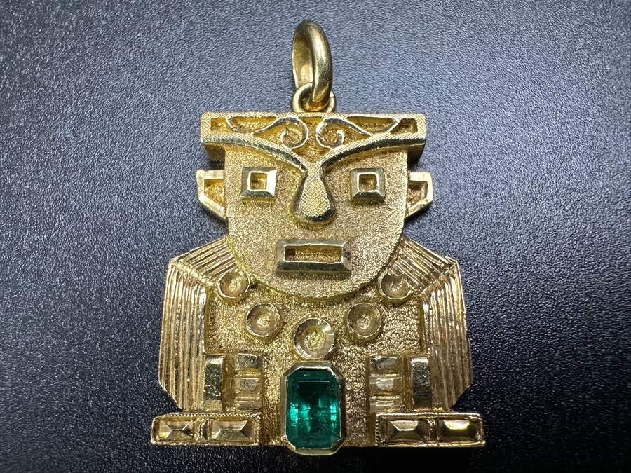 18k Gold Pendant With 4.5x3.25mm Emerald Est. .5ct 1' X 1' 11.5g Retails $3,000 [Photo 3]