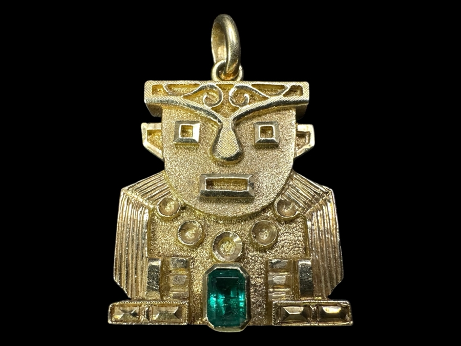 18k Gold Pendant With 4.5x3.25mm Emerald Est. .5ct 1' X 1' 11.5g Retails $3,000 [Photo 2]