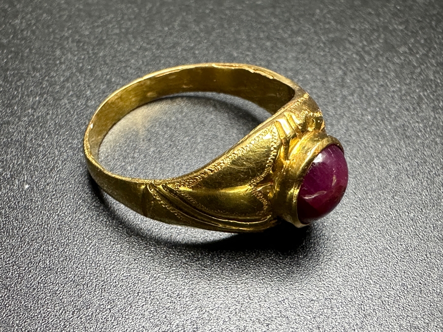 22k Gold Ring with 6.5mm Cabochon Ruby 8.8g Size 9.25 Retails $2,800 [Photo 8]
