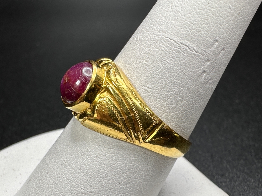 22k Gold Ring with 6.5mm Cabochon Ruby 8.8g Size 9.25 Retails $2,800 [Photo 6]