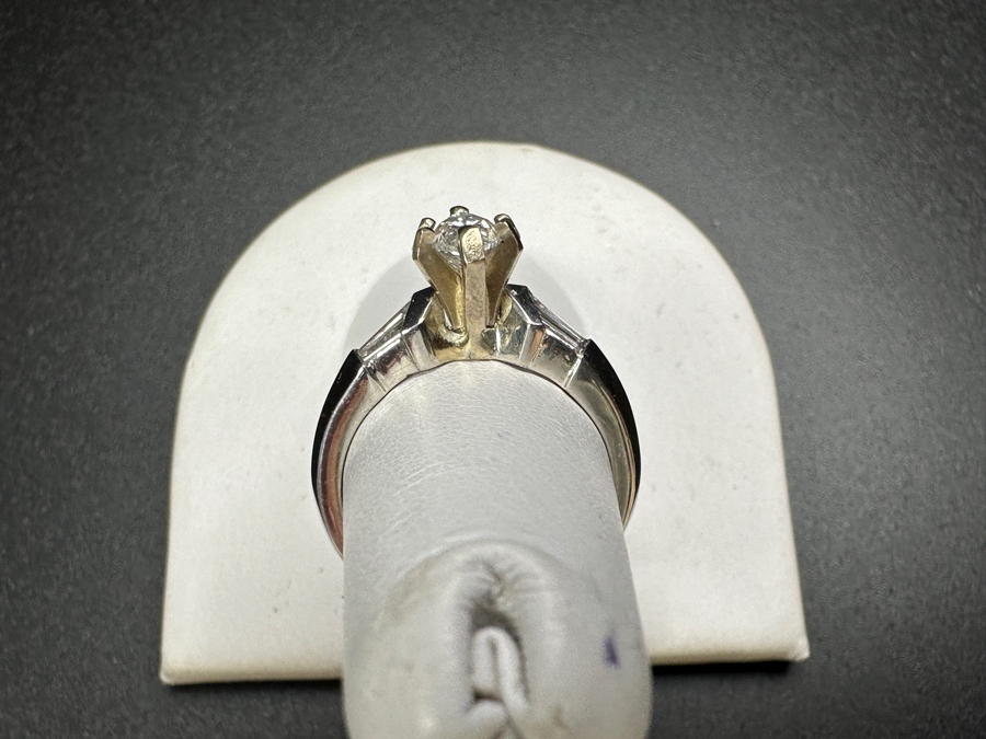 900 Platinum 14k Gold Ring with 8.5 m x 4mm est. .50ct Marquis Diamond S1' G-H and (4) 4x2x1mm est. .20cttw Baguette Diamonds 5.8g Retails $3,400 [Photo 12]