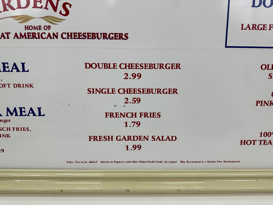 Original Disneyland Restaurant Double-Sided Sign Carnation Plaza Gardens Home Of The Great American Cheeseburgers / The Village Haus In Fantasyland 45 X 16.5 [Photo 5]