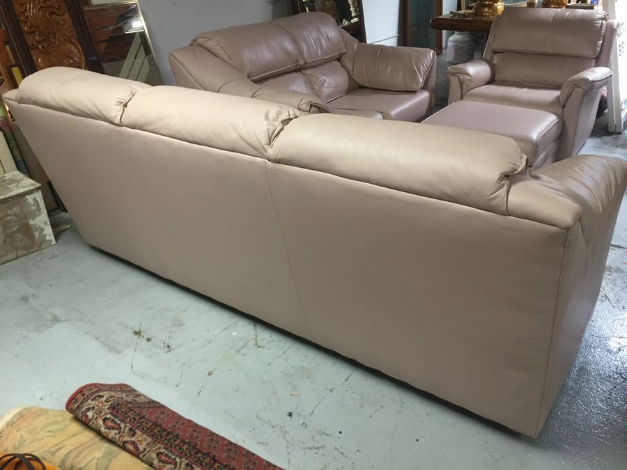 Leather Sofa Loveseat Chair Ottoman 4-Piece Set [Photo 27]