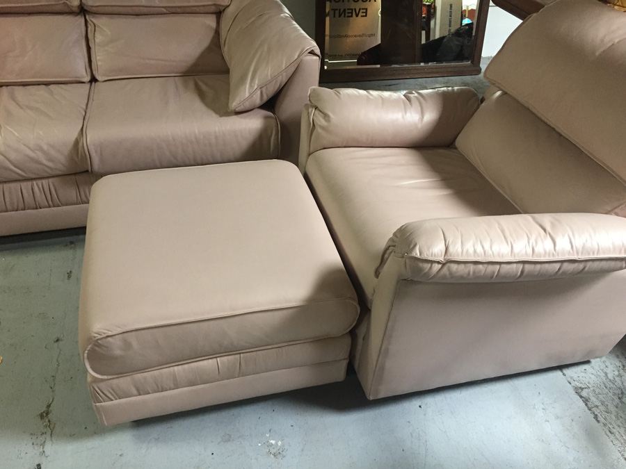 Leather Sofa Loveseat Chair Ottoman 4-Piece Set [Photo 3]