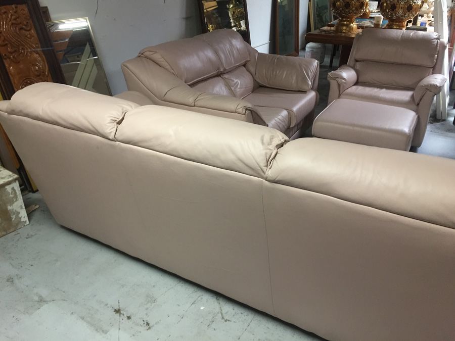 Leather Sofa Loveseat Chair Ottoman 4-Piece Set [Photo 29]