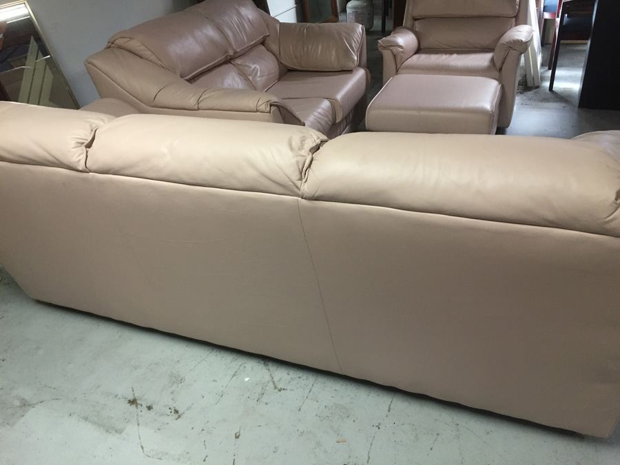 Leather Sofa Loveseat Chair Ottoman 4-Piece Set [Photo 28]